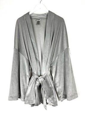 SKIMS velour short mini robe wrap gray minimalist size 2XL